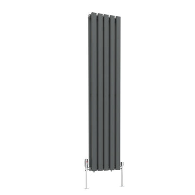 Rinse Bathrooms 1600x340mm Vertical Column Designer Radiator Anthracite Rectangular Double Flat Panel Tall Upright Radiator