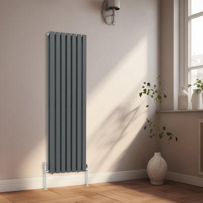 Rinse Bathrooms 1600x480mm Vertical Column Designer Radiator Anthracite Rectangular Double Flat Panel Tall Upright Radiator