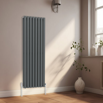 Rinse Bathrooms 1600x550mm Vertical Column Designer Radiator Anthracite Rectangular Double Flat Panel Tall Upright Radiator