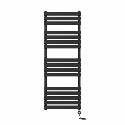 Rinse Bathrooms 1600x600mm Black Designer Flat Panel Electric Heated Towel Rail Thermostatic Timer Bathroom Towel Radiator 800W