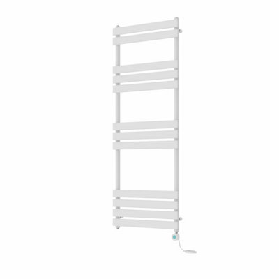 Rinse Bathrooms 1600x600mm White Designer Flat Panel Electric Heated Towel Rail Thermostatic Timer Bathroom Towel Radiator 800W