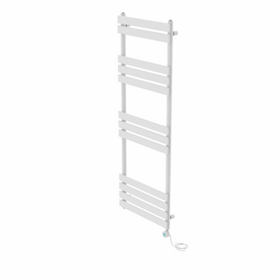 Rinse Bathrooms 1600x600mm White Designer Flat Panel Electric Heated Towel Rail Thermostatic Timer Bathroom Towel Radiator 800W