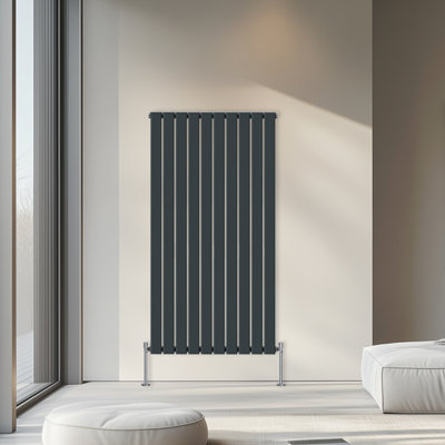 Rinse Bathrooms 1600x680mm Vertical Column Designer Radiator Anthracite Single Flat Panel Radiators