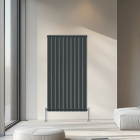 Rinse Bathrooms 1600x680mm Vertical Column Designer Radiator Anthracite Single Flat Panel Radiators