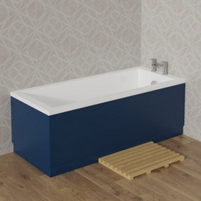 Rinse Bathrooms 1700mm Front Straight Wood Bath Panel 18mm MDF Painting Matte Blue Adjustable Height for Bathroom Soaking Tub