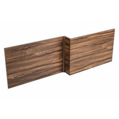 Rinse Bathrooms 1700mm L Shape Walnut Effect Wood Shower Bath Front Panel