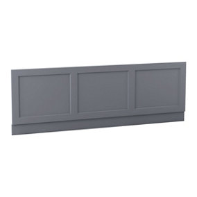 Rinse Bathrooms 1700mm Traditional Bath Front Side Panel Matte Grey MDF Adjustable Height