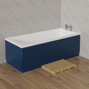 Rinse Bathrooms 1800mm Front Straight Wood Bath Panel 18mm MDF Painting Matte Blue Adjustable Height for Bathroom Soaking Tub