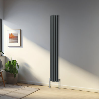 Rinse Bathrooms 1800x236mm Anthracite Vertical Designer Radiator Double ...