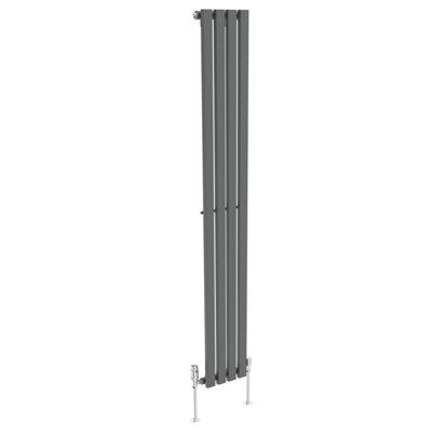 Rinse Bathrooms 1800x270mm Vertical Column Designer Radiator Anthracite Rectangular Single Flat Panel Tall Upright Radiator