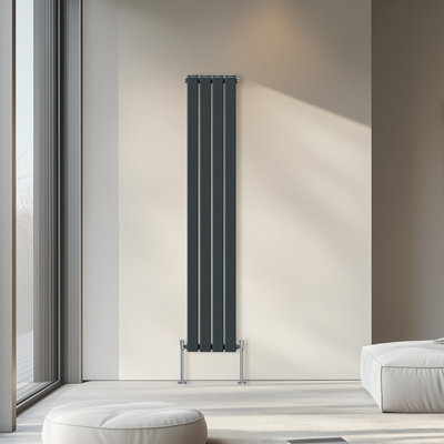 Rinse Bathrooms 1800x272mm Vertical Column Designer Radiator Anthracite Double Flat Panel Radiators