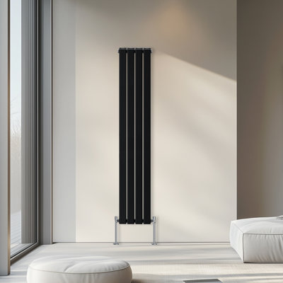 Rinse Bathrooms 1800x272mm Vertical Column Designer Radiator Black Double Flat Panel Radiators