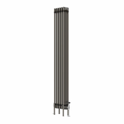 Rinse Bathrooms 1800x290mm Raw Metal Vertical 4 Column Radiator Traditional Cast Iron Style Bathroom Radiator Central Heating