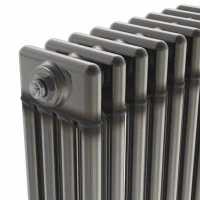 Rinse Bathrooms 1800x290mm Raw Metal Vertical 4 Column Radiator Traditional Cast Iron Style Bathroom Radiator Central Heating