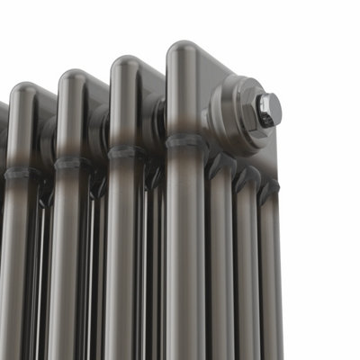 Rinse Bathrooms 1800x290mm Raw Metal Vertical 4 Column Radiator Traditional Cast Iron Style Bathroom Radiator Central Heating