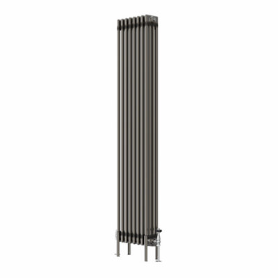 Rinse Bathrooms 1800x380mm Raw Metal Vertical 4 Column Radiator Traditional Cast Iron Style Bathroom Radiator Central Heating