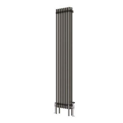 Rinse Bathrooms 1800x382mm Raw Metal Vertical 3 Column Radiator Traditional Cast Iron Style Bathroom Radiator Central Heating