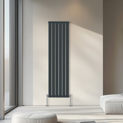 Rinse Bathrooms 1800x408mm Vertical Column Designer Radiator Anthracite Single Flat Panel Radiators