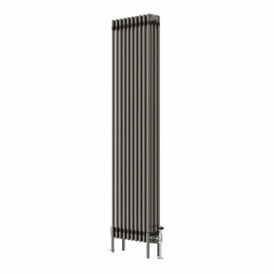 Rinse Bathrooms 1800x470mm Raw Metal Vertical 4 Column Radiator Traditional Cast Iron Style Bathroom Radiator Central Heating