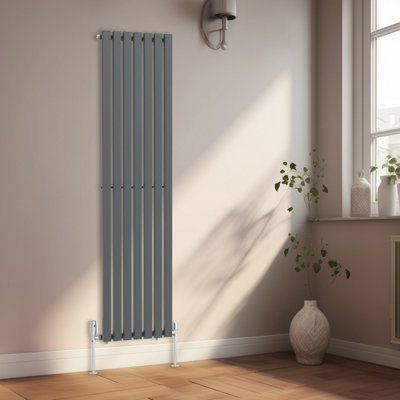 Rinse Bathrooms 1800x480mm Vertical Column Designer Radiator Anthracite Rectangular Single Flat Panel Tall Upright Radiator