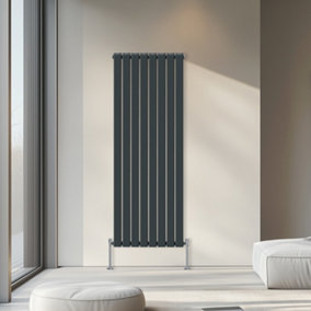 Rinse Bathrooms 1800x544mm Vertical Column Designer Radiator Anthracite Double Flat Panel Radiators