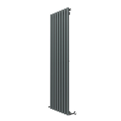 Rinse Bathrooms 1800x545mm Vertical Column Designer Radiator Anthracite Round Tube Single Panel Tall Upright Radiator