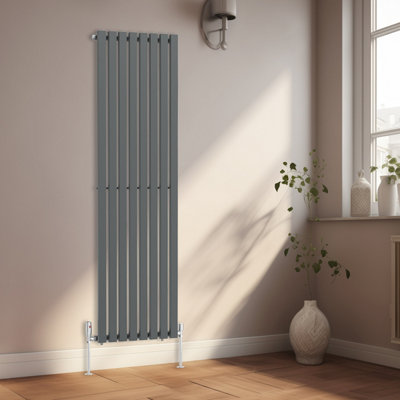 Rinse Bathrooms 1800x550mm Vertical Column Designer Radiator Anthracite Rectangular Single Flat Panel Tall Upright Radiator