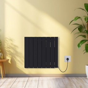 Rinse Bathrooms 2000W Electric Ceramic Radiator Smart WIFI Connection, 7 Fins Portable Electric Heater, Daily & Weekly Timer Black