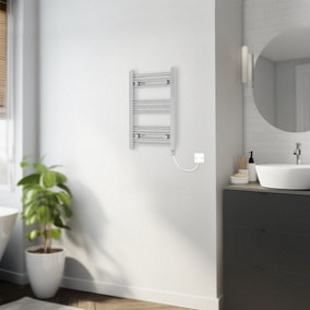 Rinse Bathrooms 200W Electric Heated Warming Towel Rail Bathroom Radiator Chrome - 600x400mm