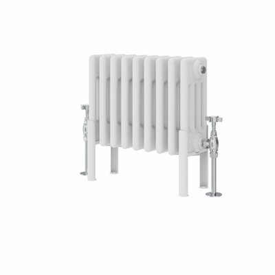 Rinse Bathrooms 300x425mm Horizontal Traditional 4 Column White Cast Iron Style Radiator Central Heating