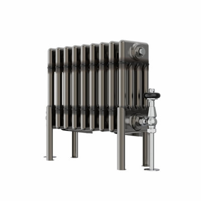 Rinse Bathrooms 300x425mm Raw Metal Horizontal 4 Column Radiator Traditional Cast Iron Style Bathroom Radiator Central Heating