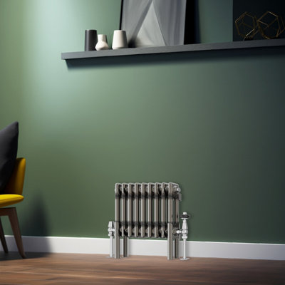 Rinse Bathrooms 300x425mm Raw Metal Horizontal Column Radiator Double Traditional Cast Iron Style Bathroom Radiator