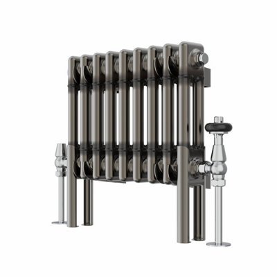 Rinse Bathrooms 300x425mm Raw Metal Horizontal Column Radiator Double Traditional Cast Iron Style Bathroom Radiator