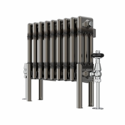 Rinse Bathrooms 300x427mm Raw Metal Horizontal 3 Column Radiator Traditional Cast Iron Style Bathroom Radiator Central Heating