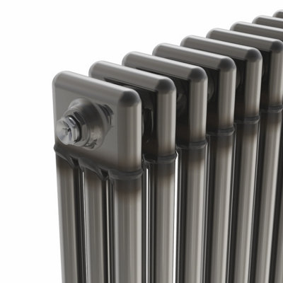 Rinse Bathrooms 300x427mm Raw Metal Horizontal 3 Column Radiator Traditional Cast Iron Style Bathroom Radiator Central Heating