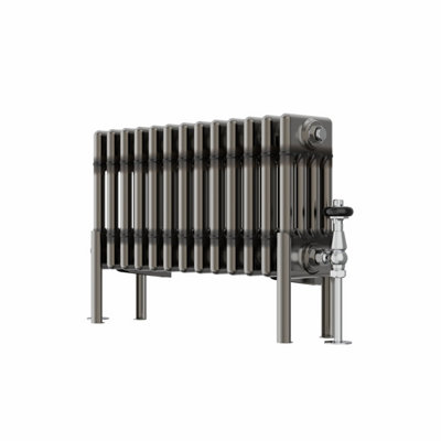 Rinse Bathrooms 300x605mm Raw Metal Horizontal 4 Column Radiator Traditional Cast Iron Style Bathroom Radiator Central Heating