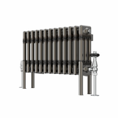 Rinse Bathrooms 300x607mm Raw Metal Horizontal 3 Column Radiator Traditional Cast Iron Style Bathroom Radiator Central Heating