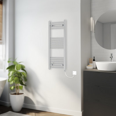 Rinse Bathrooms 400W Electric Heated Warming Towel Rail Bathroom Radiator Chrome - 1000x400mm