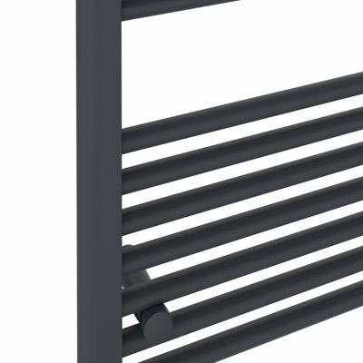 Rinse Bathrooms 400W Electric Thermostatic Heated Towel Rail Bathroom Radiators Straight with Timer - Anthracite - 800x600mm
