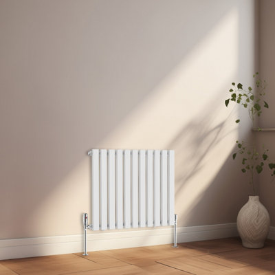 Rinse Bathrooms 600 x 760mm White Horizontal Designer Radiator Rad Single Column Radiator Rad Rectangular Flat Panel