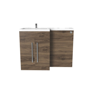 Rinse Bathrooms 600mm Floor Standing Vanity Unit with Basin Sink Cabinet Unit Bathroom Storage Units Free Standing Walnut