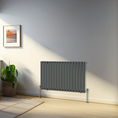 Sorrento Anthracite Horizontal Oval Designer Radiator 600x1003mm Double