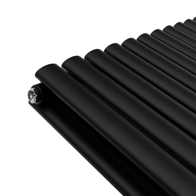 Rinse Bathrooms 600x1003mm Black Horizontal Designer Radiator Double ...