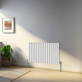 Rinse Bathrooms 600x1003mm White Horizontal Designer Radiator Single Column Oval Panel Bathroom Radiators