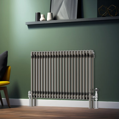 Rinse Bathrooms 600x1010mm Raw Metal Horizontal Column Radiator Double Traditional Cast Iron Style Bathroom Radiator