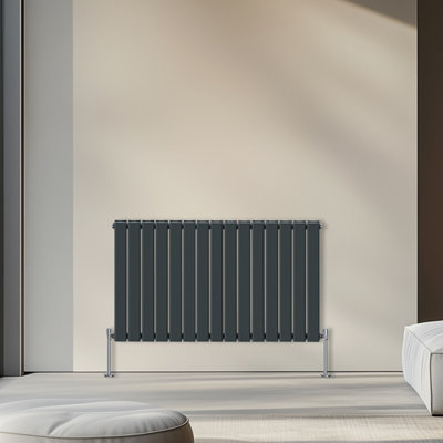 Rinse Bathrooms 600x1020mm Horizontal Column Designer Radiator Anthracite Double Flat Panel Radiators