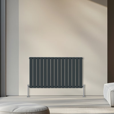 Rinse Bathrooms 600x1020mm Horizontal Column Designer Radiator Anthracite Single Flat Panel Radiators