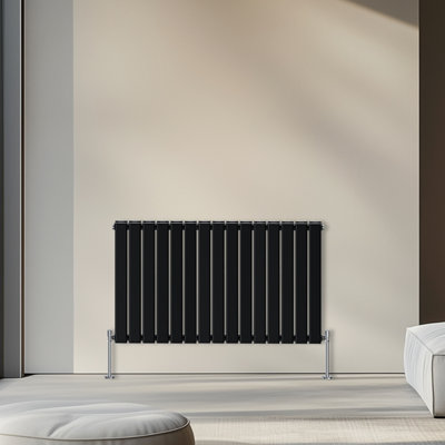 Rinse Bathrooms 600x1020mm Horizontal Column Designer Radiator Black Double Flat Panel Radiators