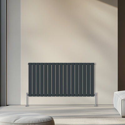 Rinse Bathrooms 600x1156mm Horizontal Column Designer Radiator Anthracite Single Flat Panel Radiators