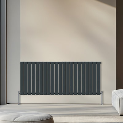 Rinse Bathrooms 600x1428mm Horizontal Column Designer Radiator Anthracite Single Flat Panel Radiators
